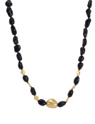Black Tourmaline and Gold Bead Necklace Main View