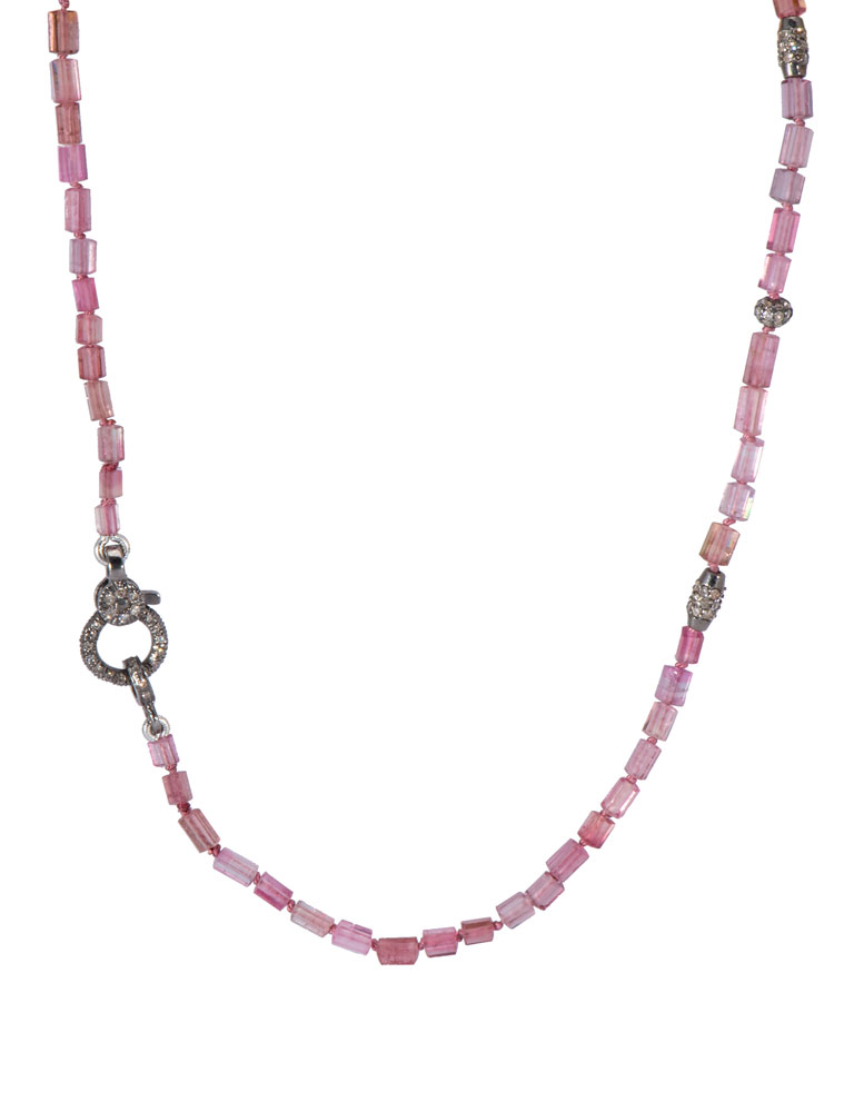 Pink Tourmaline Crystal Bead Necklace