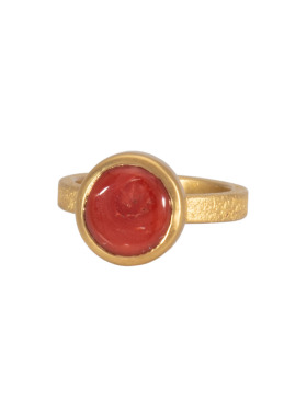 Round Coral Be Mine Ring