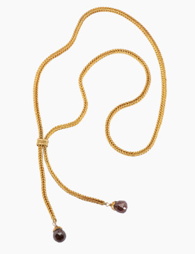 Brown Diamond and 22kt Gold Lariat Necklace
