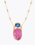 Pink Tourmaline Crystal and Kyanite Necklace Main View