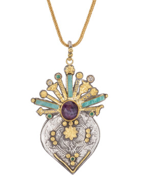 Pink Sapphire Heart Talisman Necklace