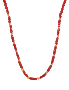 Coral and Gold Bead Necklace