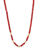 Simple Coral Bead and Gold Necklace Main View