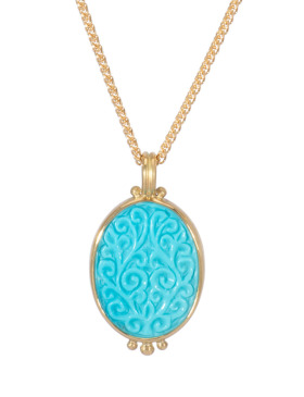 Carved Turquoise Scroll Pendant
