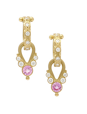 Pink Sapphire and Diamond  Riviera Drops