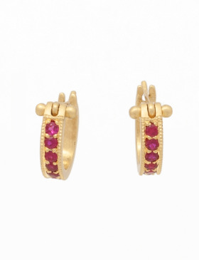 Small Ruby Pave Hoops