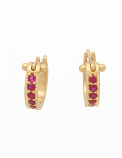 Small Ruby Pave Hoops