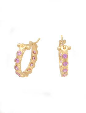 Large Pink Sapphire Cypress Hoops