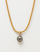 Tahitian Pearl Drop Pendant with Diamond Main View