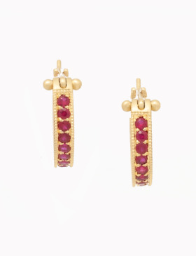 Large Ruby Pave Hoops