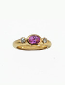 Oval Pink Sapphire  and Diamond Queen's Cup Ring Main View