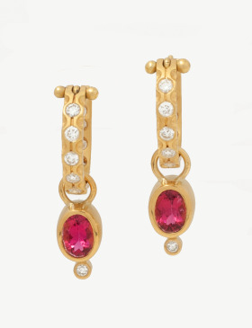 Pink Sapphire  and Diamond Moondrops