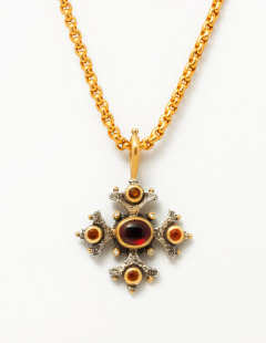 Red Garnet Maltese Cross Pendant