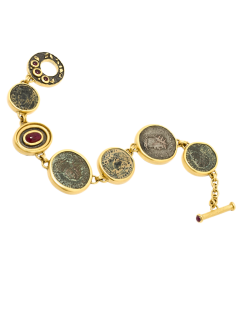 Authentic Roman Coin Bracelet with Rubies