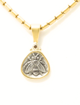 Mixed Metal Bee Amulet Pendant