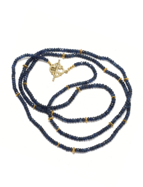 Sapphire and Gold Beaded Necklace