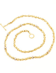 Gold Beaded Diamond Necklace