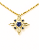 Sun and Sky Lotus Pendant with Sapphires Main View