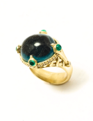 Indicolite Tourmaline Moorish Tapestry Ring Main View