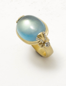 Aquamarine Scallop Ring with Diamonds Main View