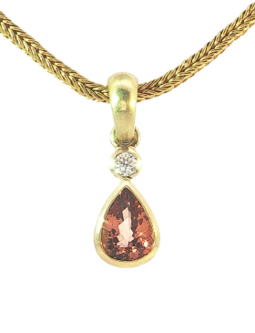 Imperial Topaz and Diamond Pendant