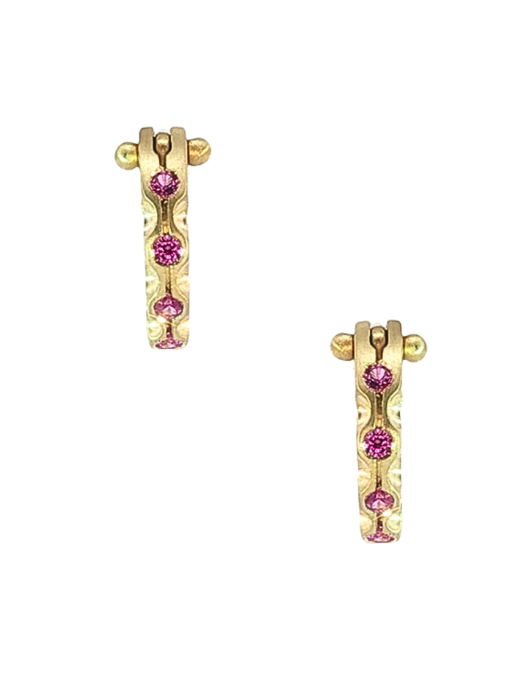 Small Cypress Hoop with Pink Sapphires