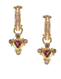 Pink Tourmaline and Sapphire Triangle Drops