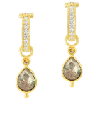 Rose Cut Salt and Pepper Diamond Drops Main View