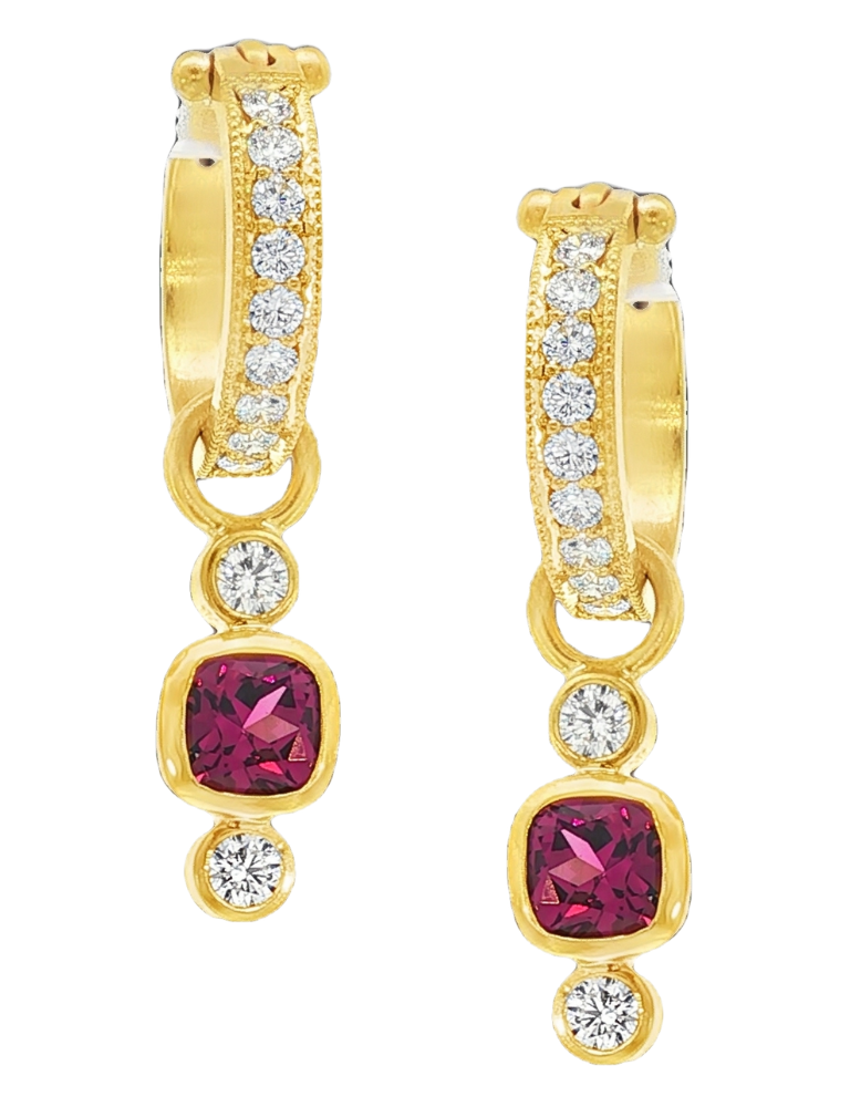 Rhodolite Garnet and Diamond Drops