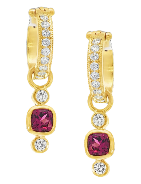 Rhodolite Garnet and Diamond Drops