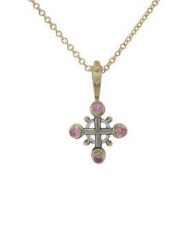 Mixed Metal Silvio's Cross with Pink Sapphires