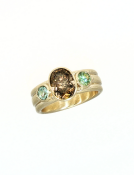 Rustic Diamond and Tsavorite Garnet Ring Main View