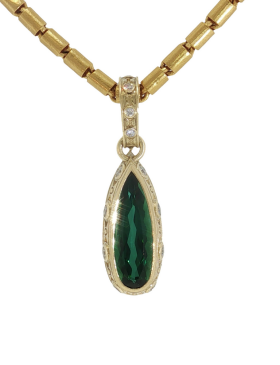 Zelda Pendant with Indicolite Tourmaline and Diamonds