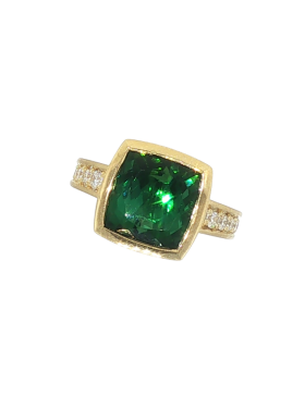 Tara Ring with Green Tourmaline and Diamonds