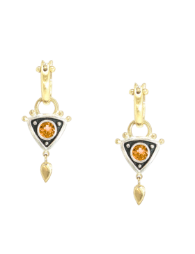 Mixed Metal Nissa Drops with Orange Sapphires