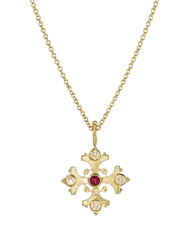 Gold Maltese Cross with Ruby and Diamonds
