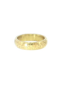 Narrow Peened 18k Gold Band