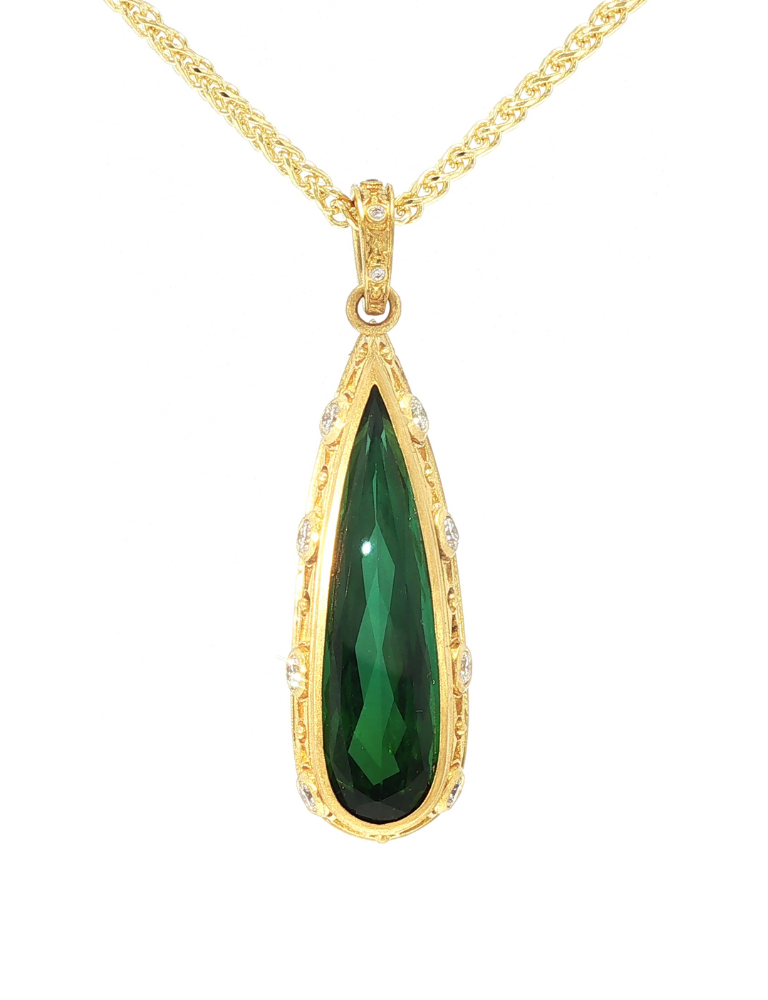Zelda Pendant with Tourmaline and Diamonds