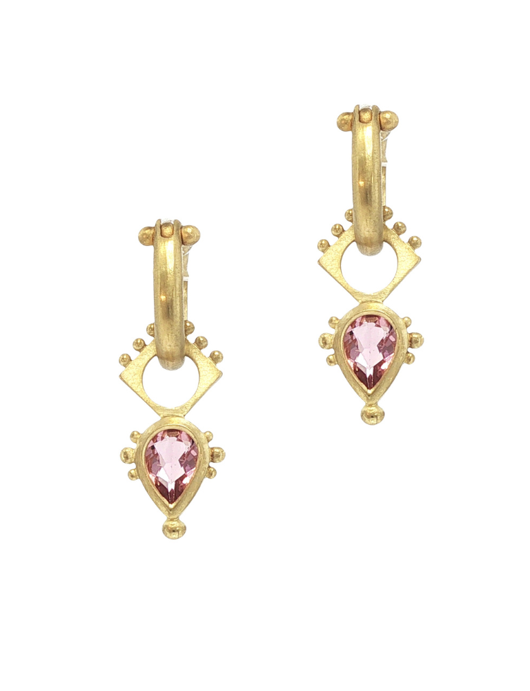 Crown Pear Drops with Pink Tourmaline