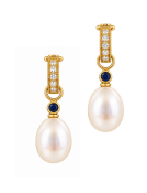 Chinese Pearl Drops with Blue Sapphires Main View
