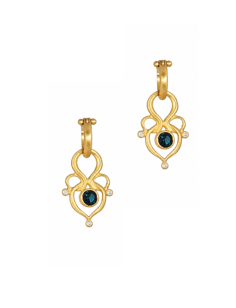 Woven Heart Drops with Indicolite Tourmaline Woven Heart Drops with Indicolite Tourmaline