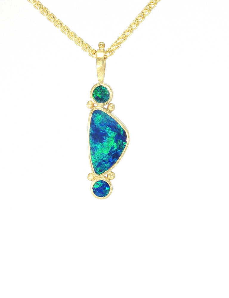 Three Stone Opal Pendant