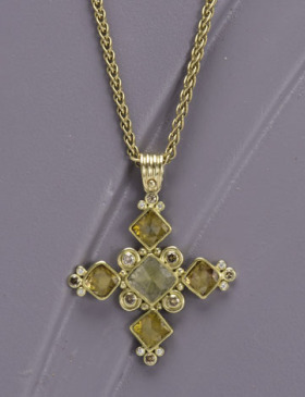 Rose Cut Diamond Byzantine Pendant