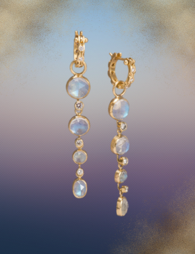 Four-tiered Moonstone and Diamond Drops