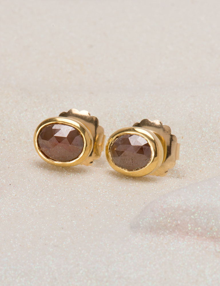 Rose Cut Milk Chocolate Diamond Studs Rose Cut Milk Chocolate Diamond Studs