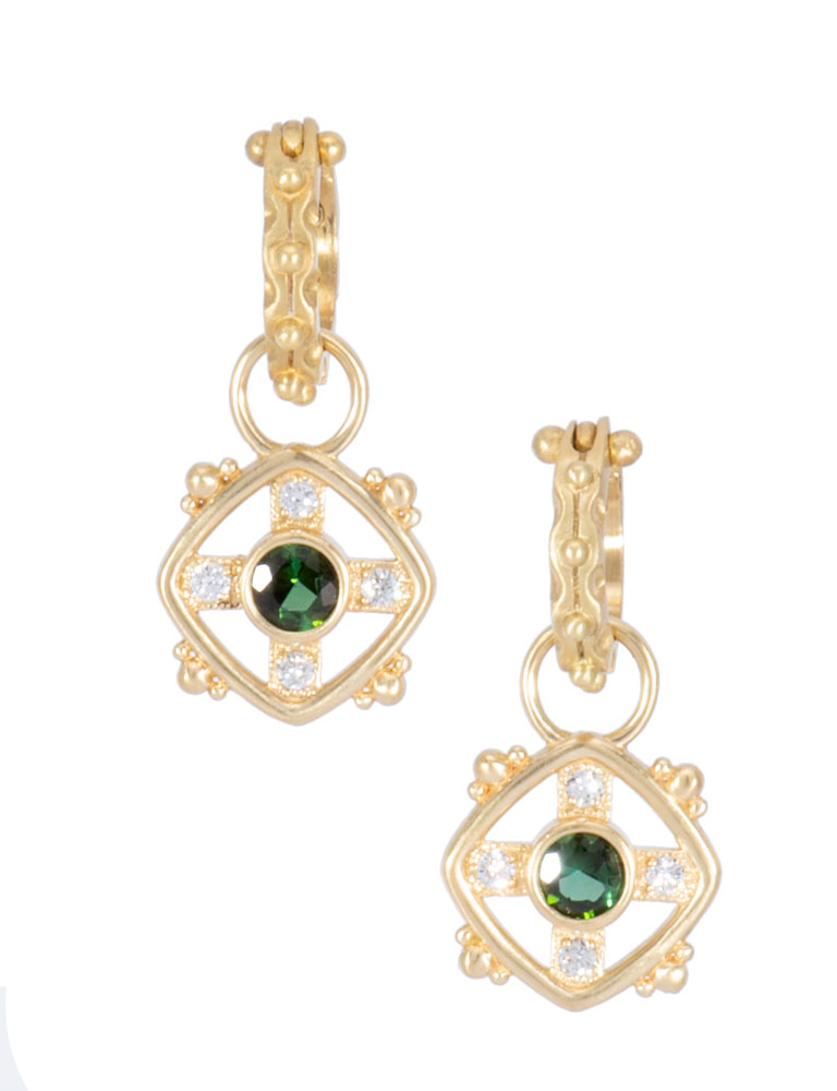 Green Tourmaline and Diamond Circe Drops