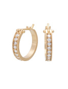 Large White Diamond Pave Hoops View 1
