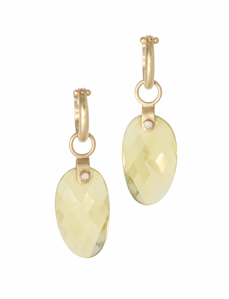 Lemon Quartz Stirrup Top Petal Drops