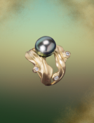 Tahitian Pearl Open Ripple Ring Main View